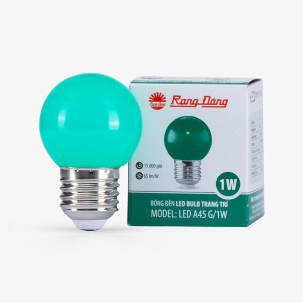 Bóng đèn LED BULB tròn 1W màu xanh lá A45G/1W Rạng Đông